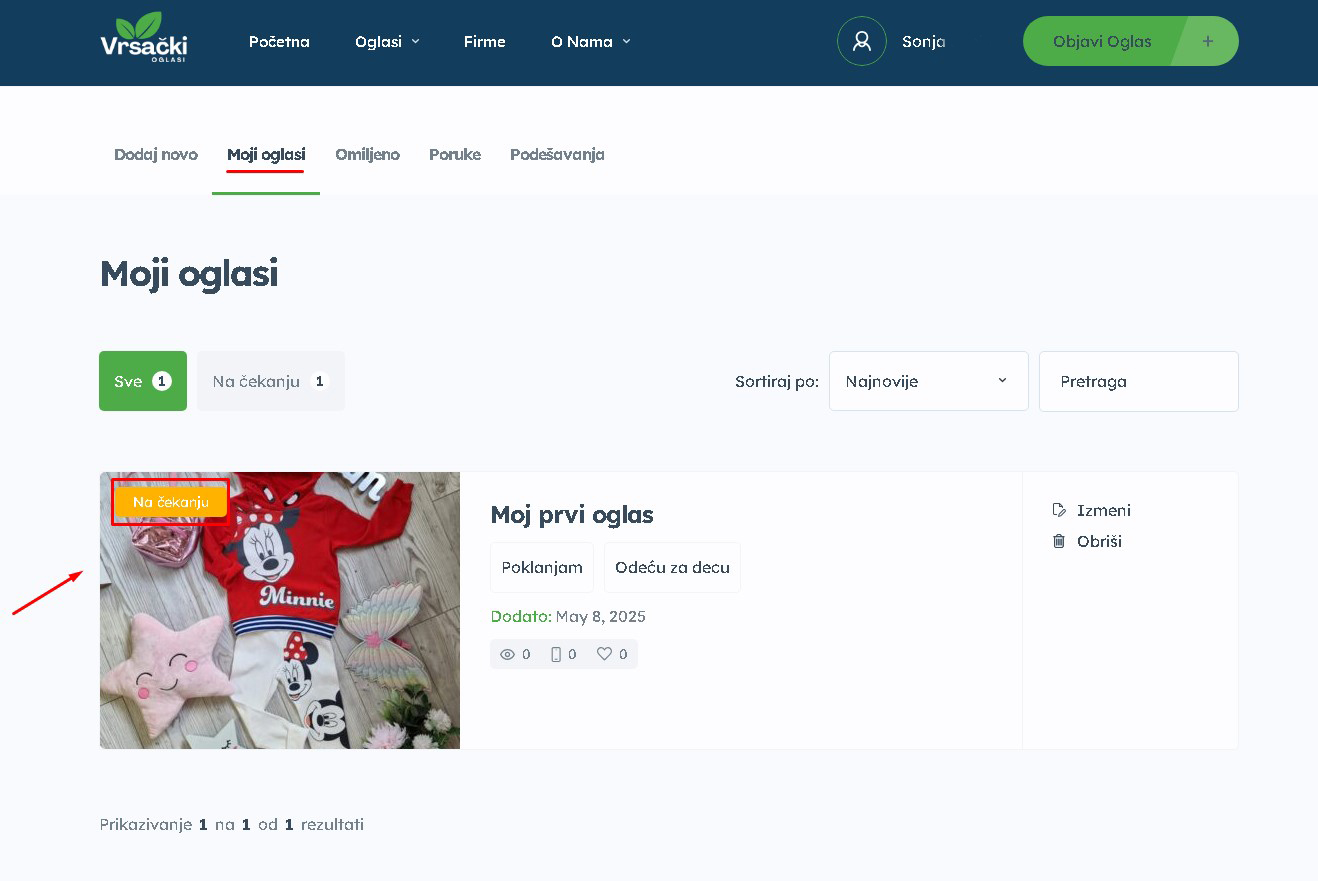 objavi oglas na vrsacki oglasi oglas na cekanju moderacije
