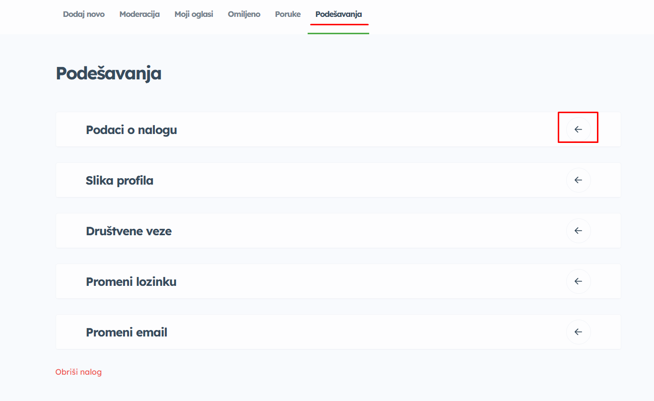 vrsacki oglasi profil podesavanja i promena informacija vaseg profila